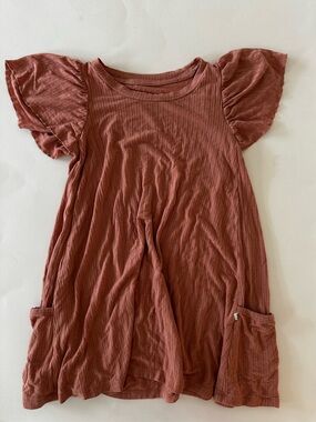 Brave Little Ones Toddler Girl Dress, Bamboo, Flutter Sleeves, Pockets, 2/3T